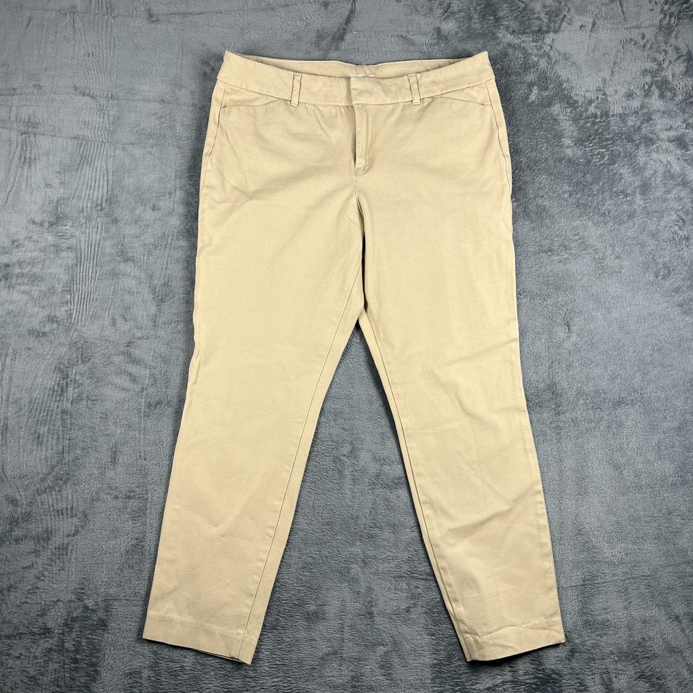 Old Navy Pixie Chino Pants Womens 12 Beige Cotton Stretch Mid Rise Skinny Leg